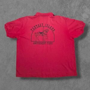 Vintage Fantasy Island Polo Shirt With Carousel Horse Red XL